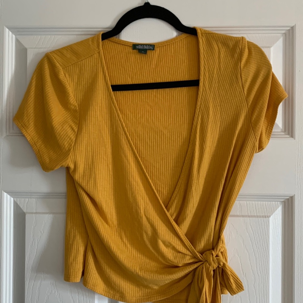 Golden coloured wrap top